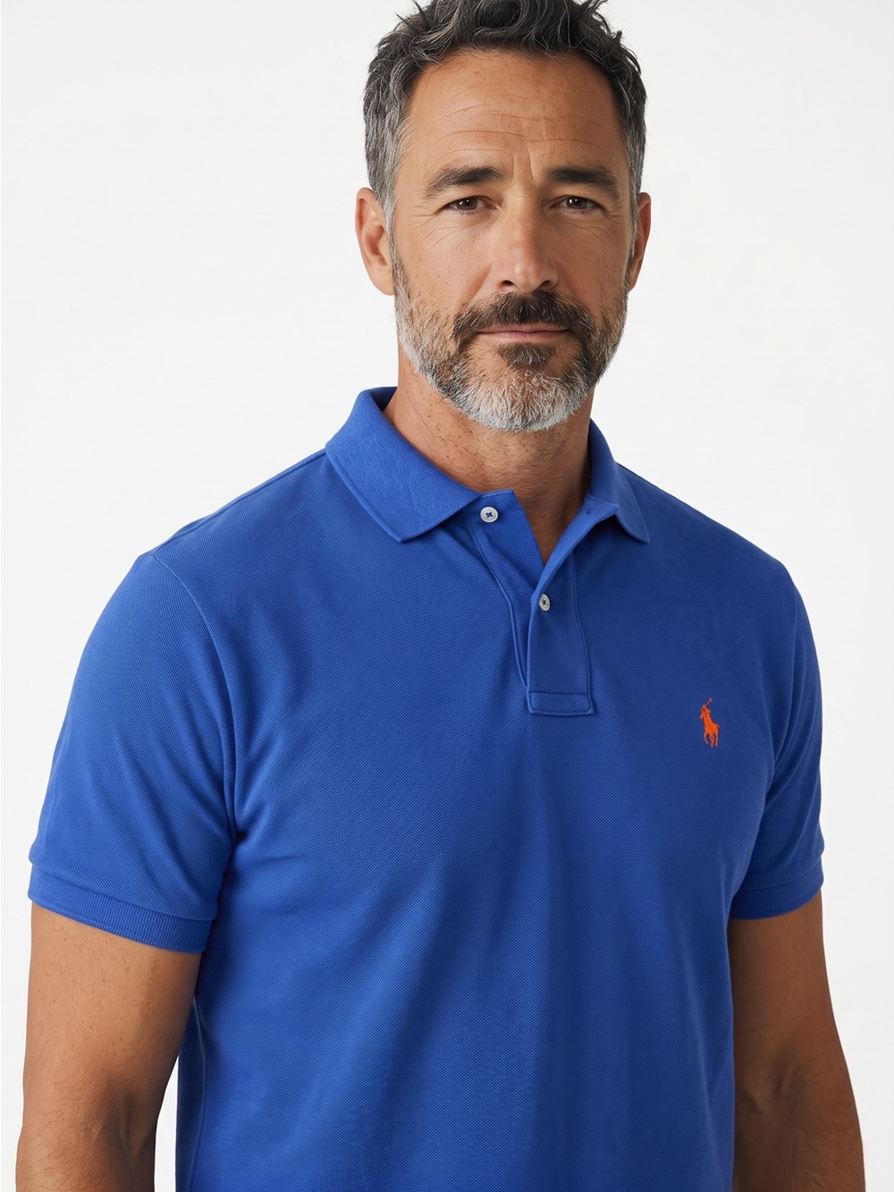 Polo Ralph Lauren Mens L Classic Fit Blue Cotton Polo Shirt Orange Pony - Picture 2 of 10